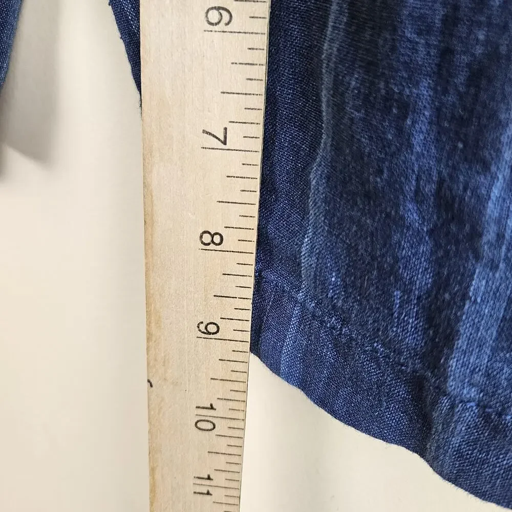 Banana Republic Mens 38 Blue 100% Linen Aiden Shorts striped Drawstring
